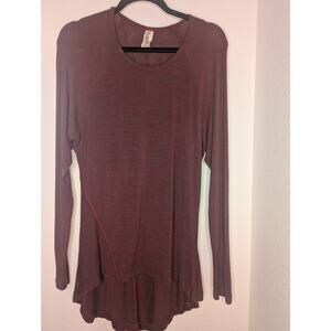 Aventura Women's Long Sleeve Red Grey Striped Dress Boho XL